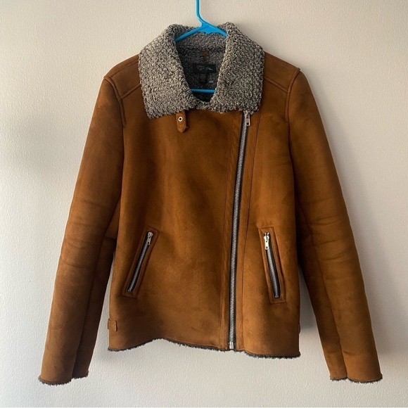 RD style Sherpa lined suede moto jacket medium - Picture 2 of 13